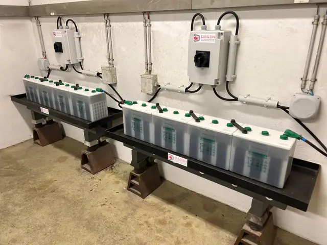 Gleichstromversorgung mit zwei Batteriesätzen aus jeweils vier Batterieblöcken und zugehörigen Trennschaltern