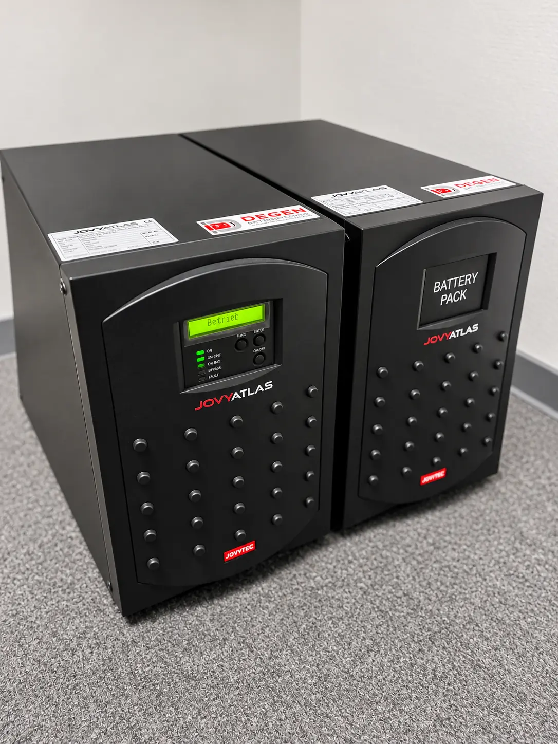 JOVYATLAS USV-Anlage mit externem Batteriepack und Degen-Aufklebern